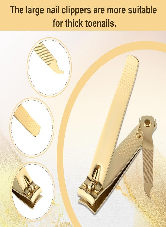 بيميمو مجموعة مقصات أظافر من الفولاذ المقاوم للصدأ من بيميمو، 12 قطعة، مقصات أظافر اليدين والقدمين، مجموعة أدوات قص الأظافر للرجال والنساء (ذهبي) - Image 3